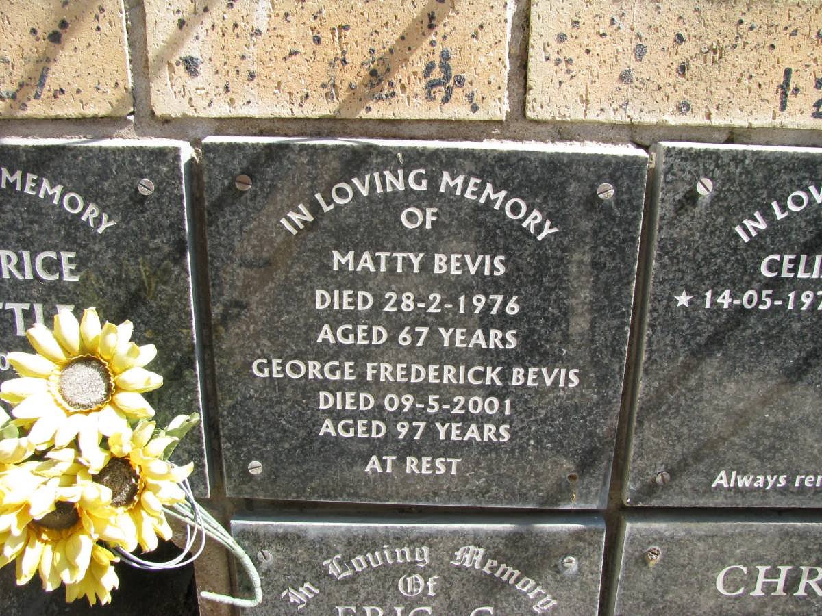 BEVIS George Frederick -2001 &amp; Matty -1976