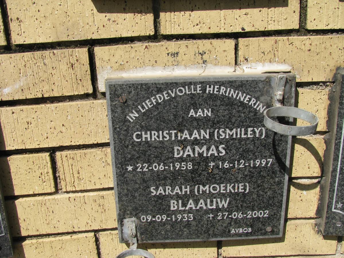 BLAAUW Sarah 1933-2002 :: DAMAS Christiaan 1958-1997
