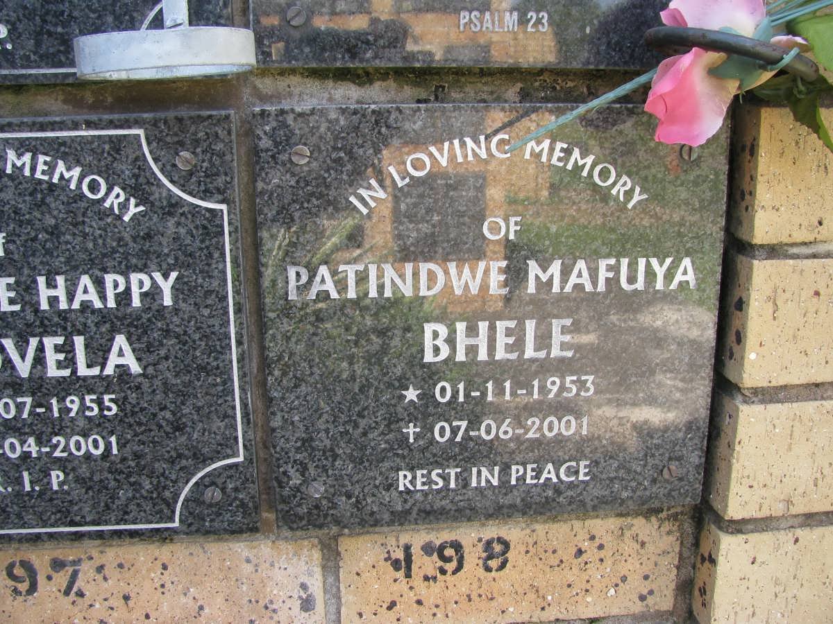 BHELE Patindwa Mafuya 1953-2001