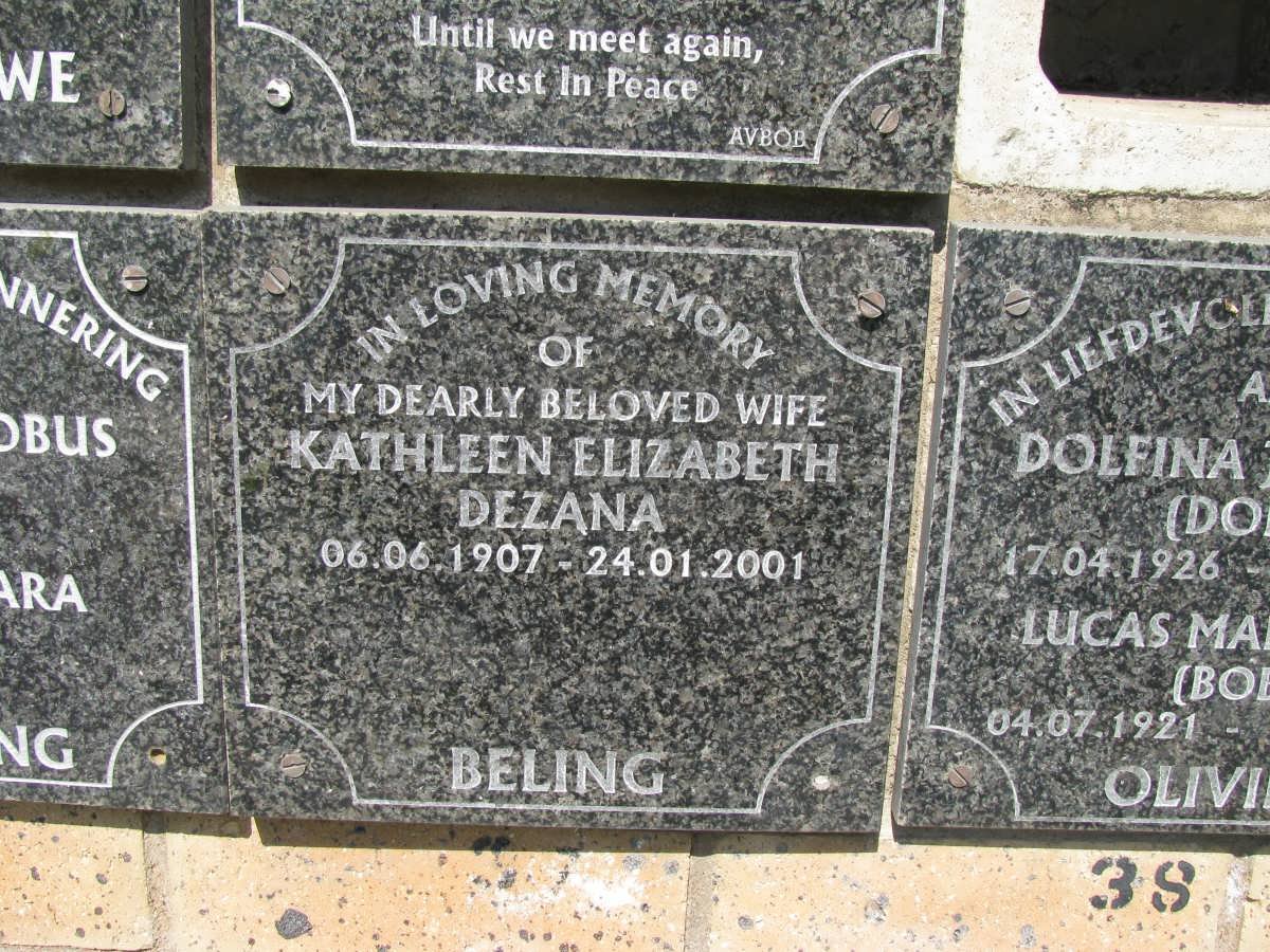 BELING Kathleen Elizabeth Dezana 1907-2001