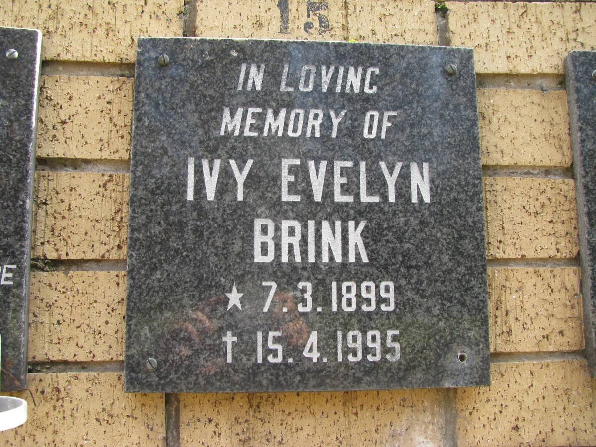 BRINK Ivy Evelyn 1899-1995