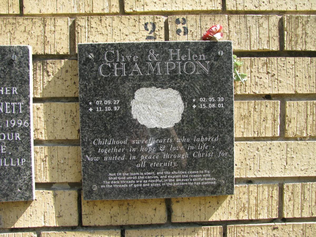 CHAMPION Clive 1927-1997 &amp; Helen 1930-2001