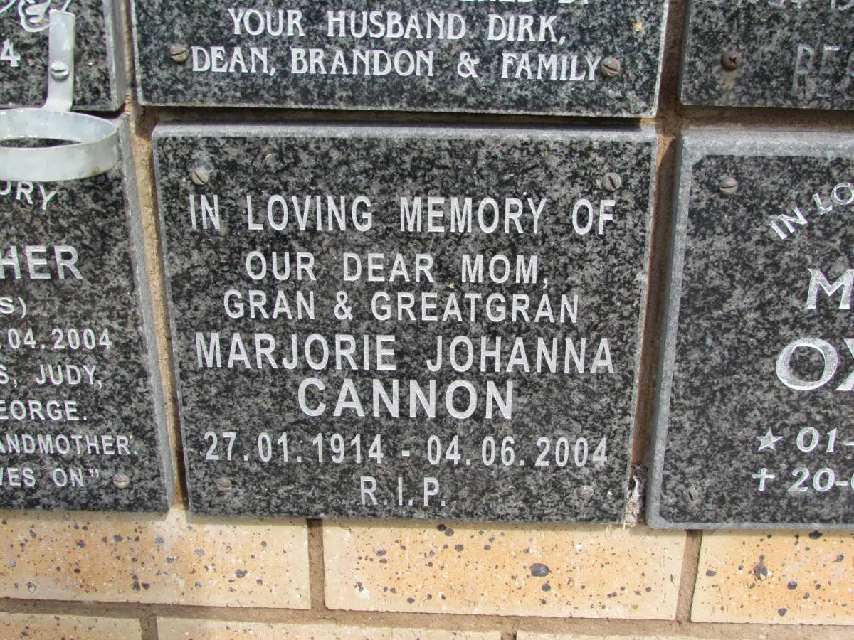 CANNON Marjorie Johanna 1914-2004