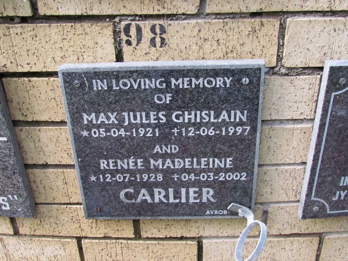 CARLIER Max Jules Ghislain 1921-1997 &amp; Rene Madeleine 1928-2002