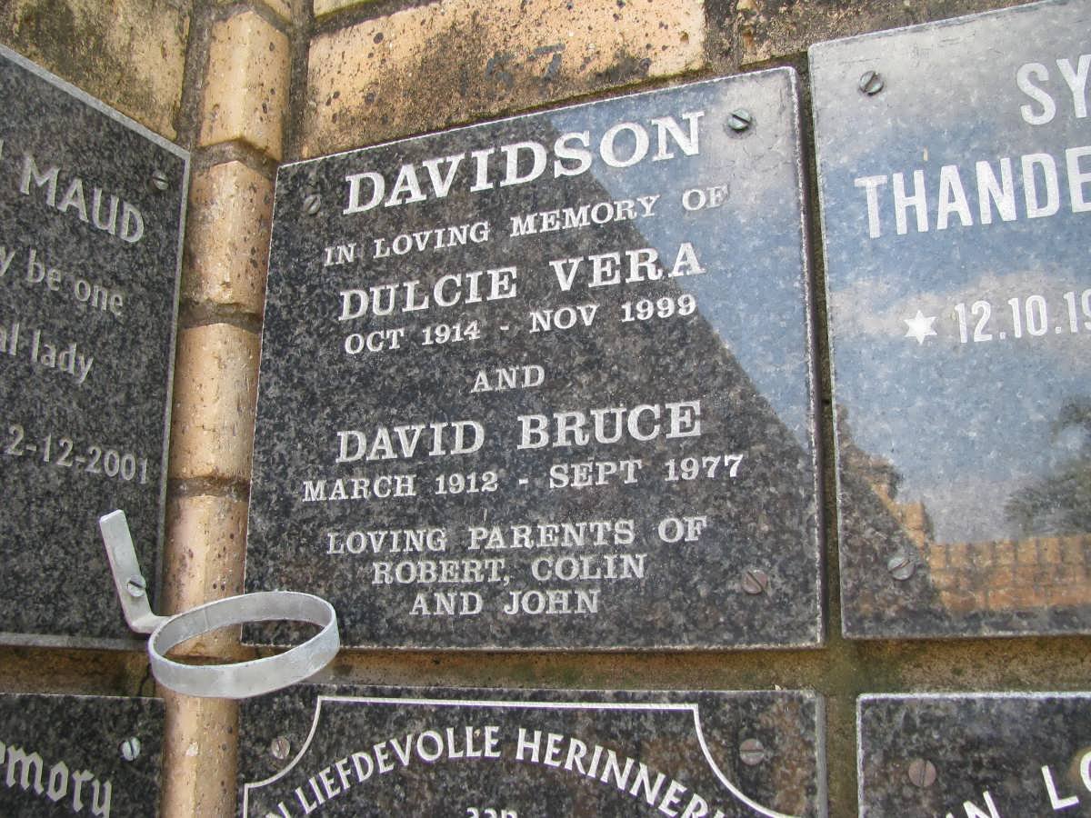 DAVIDSON David Bruce 1912-1977 &amp; Dulcie Vera 1914-1999