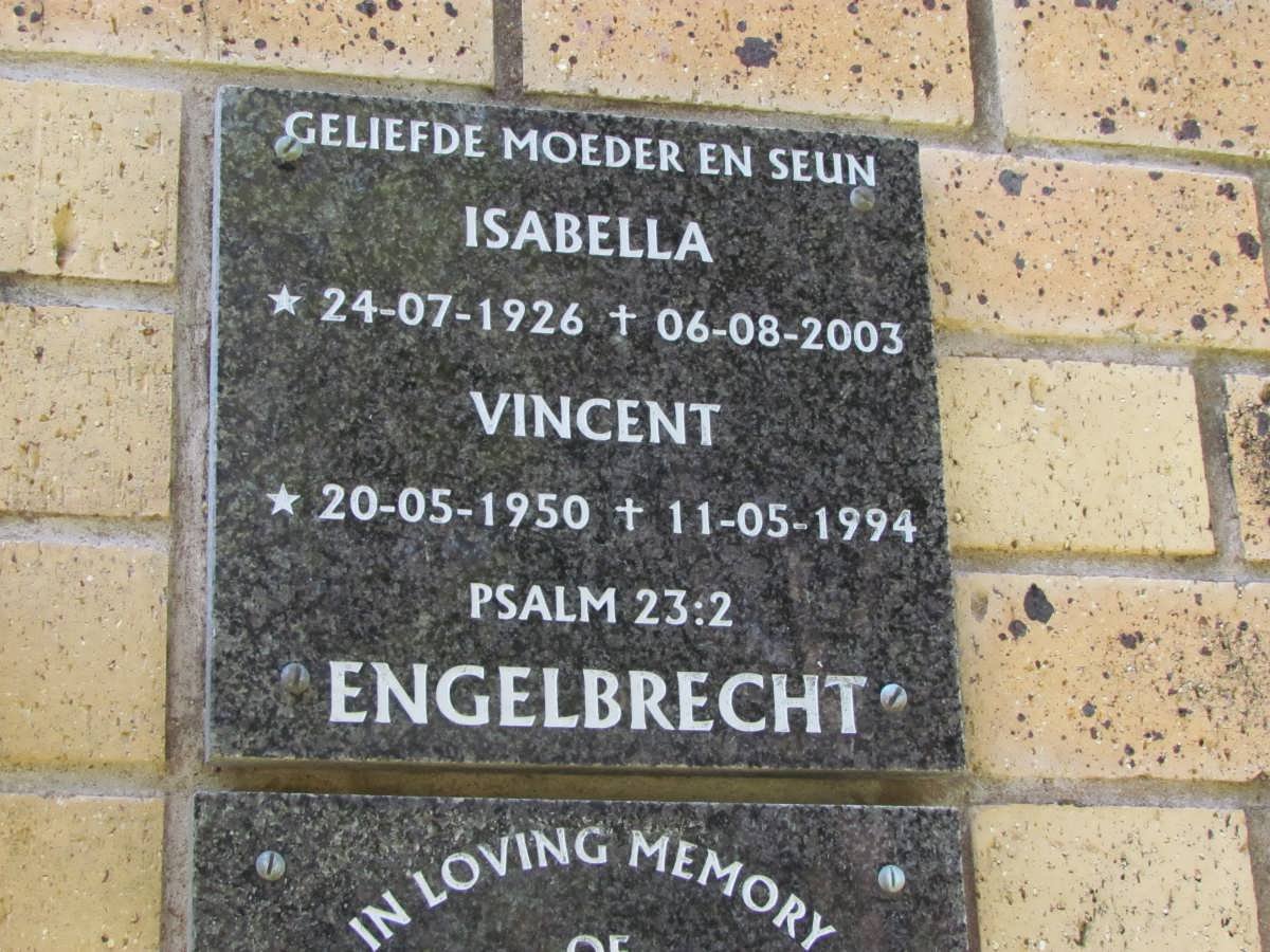 ENGELBRECHT Vincent 1950-1994 &amp; Isabella 1926-2003