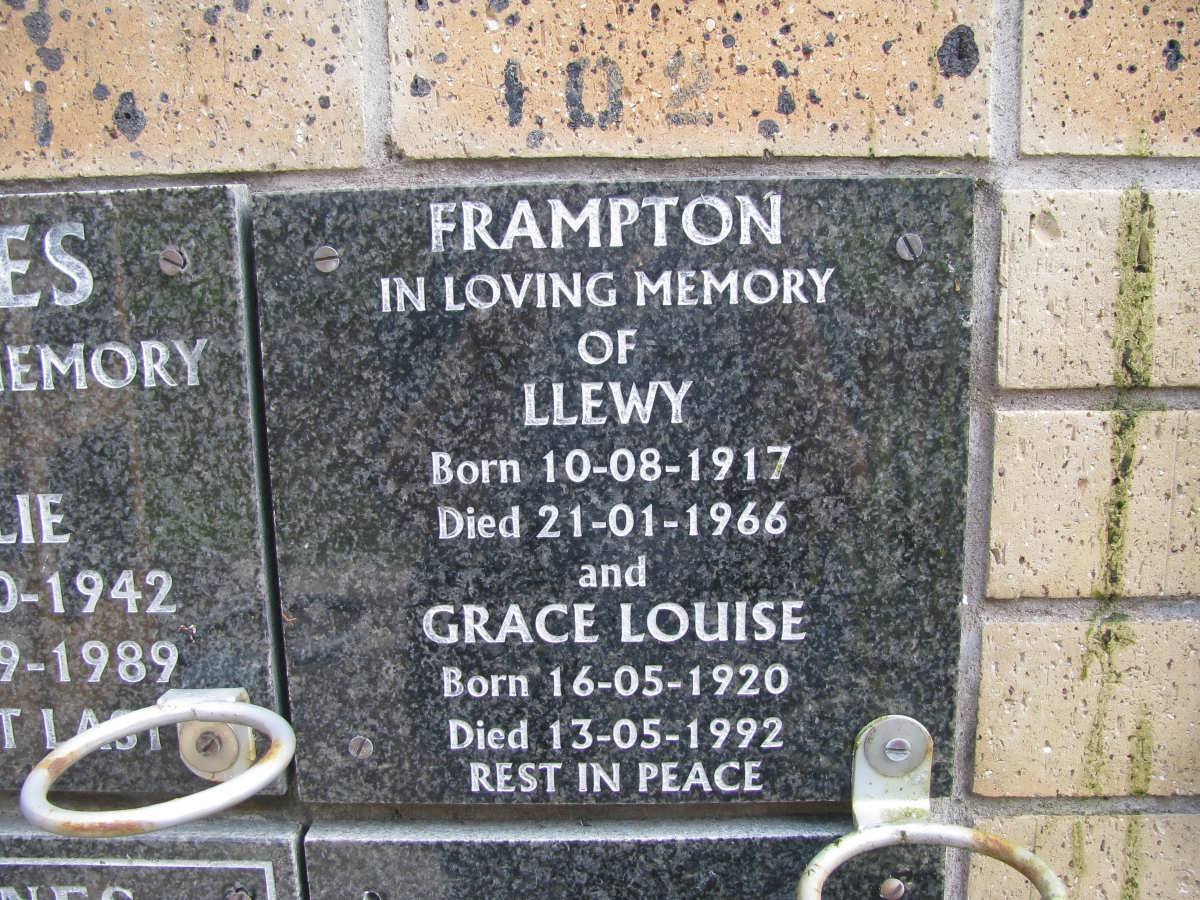 FRAMPTON Llewy 1917-1066 &amp; Grace Louise 1920-1992