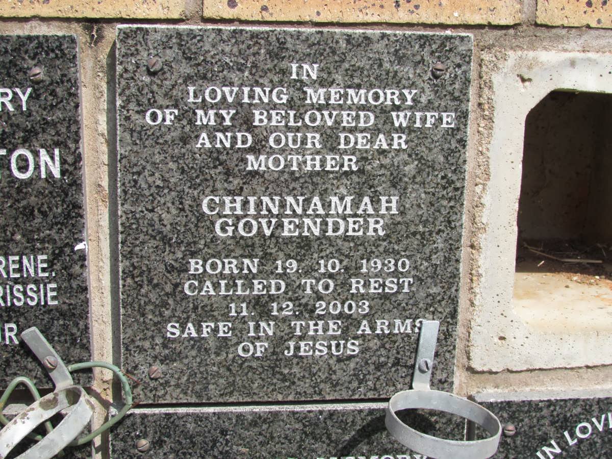 GOVENDER Chinnamah 1930-2003