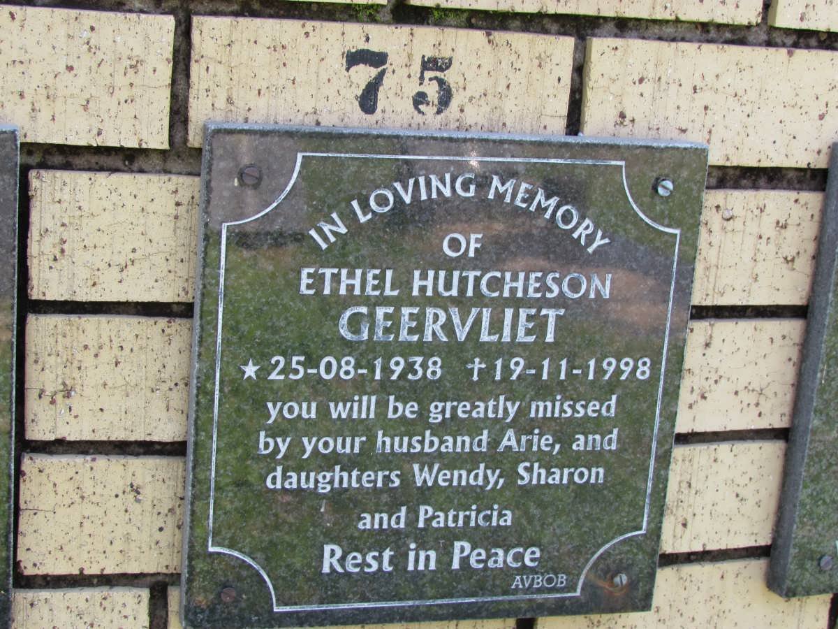 GEERVLIET Ethel Hutchinson 1938-1998