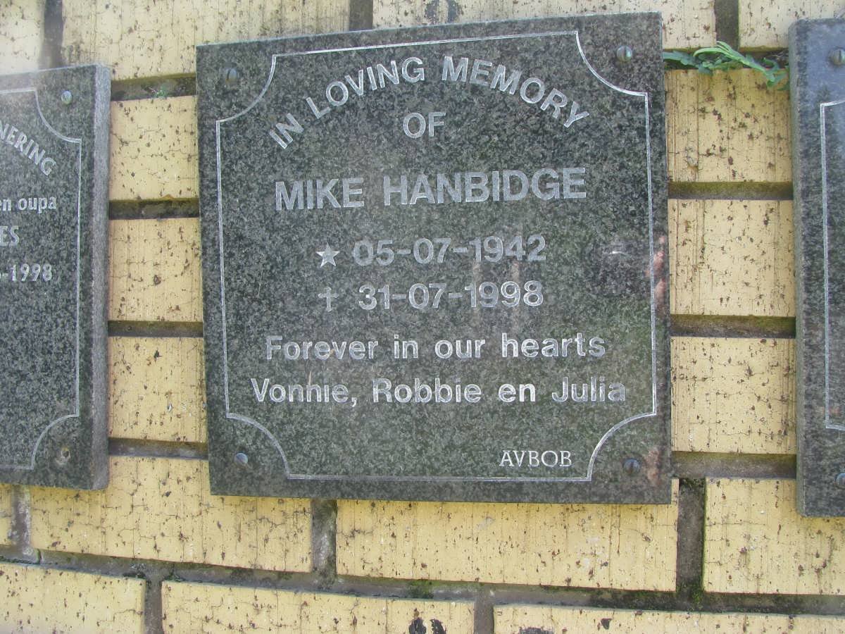 HANBIDGE Mike 1942-1998