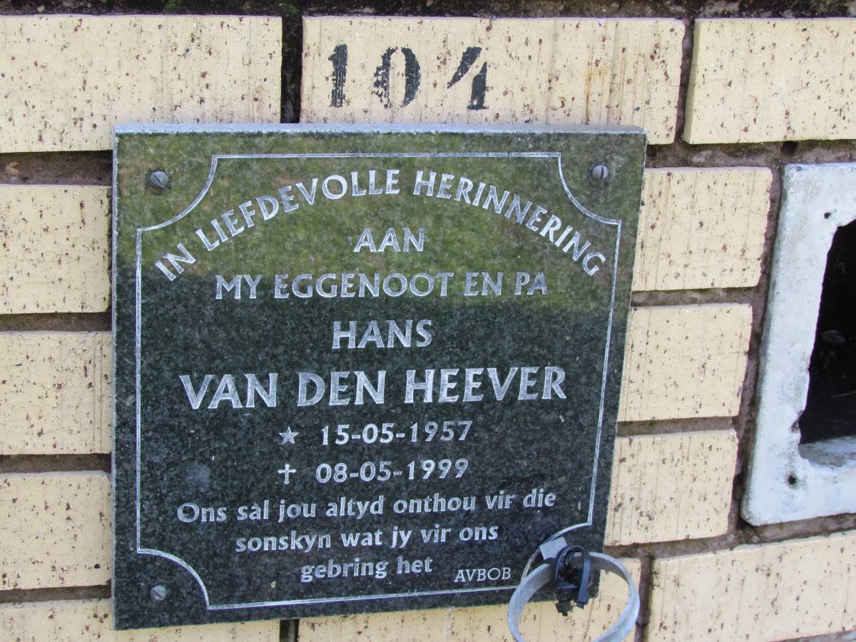 HEEVER Hans, van den 1957-1999
