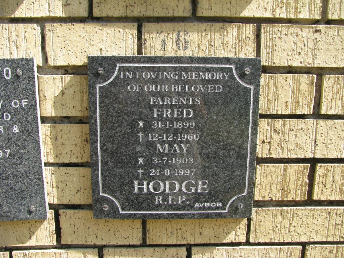 HODGE Fred 1899-1960 &amp; May 1903-1997