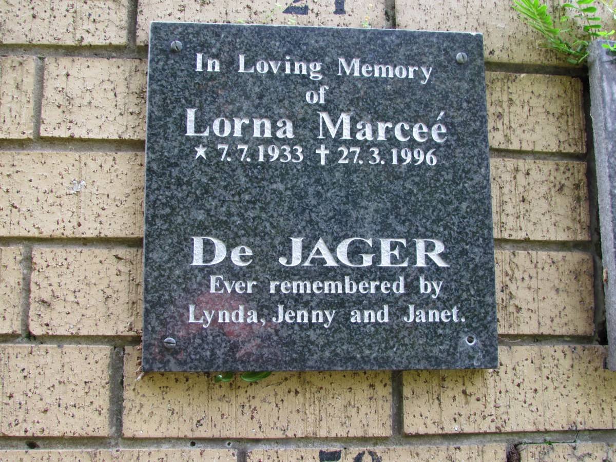 JAGER Lorna Marcee, de 1933-1996