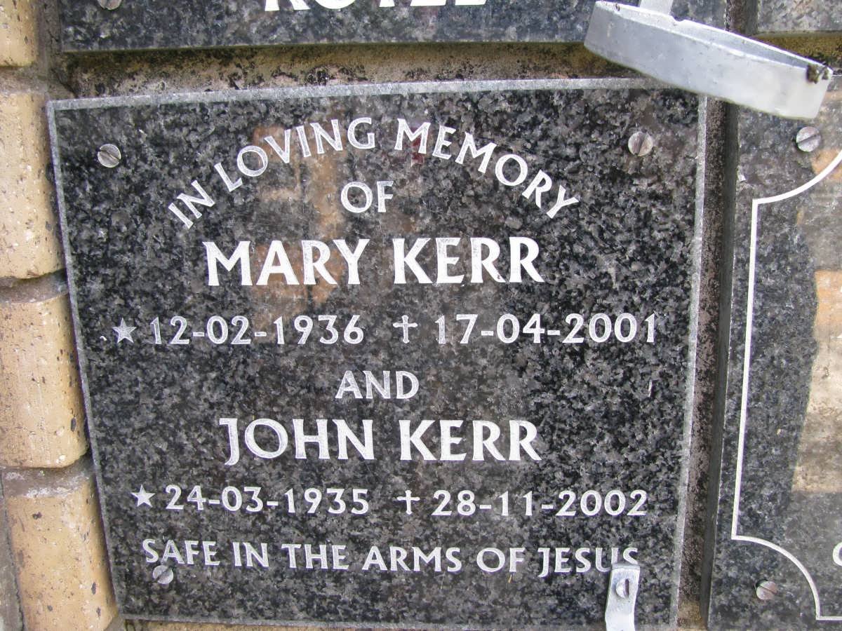 KERR John 1935-2002 &amp; Mary 1936-2001