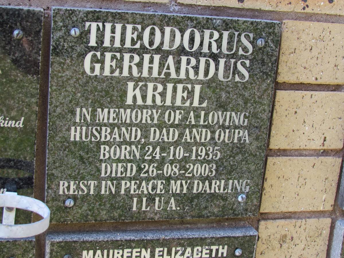 KRIEL Theodorus Gerhardus 1935-2003