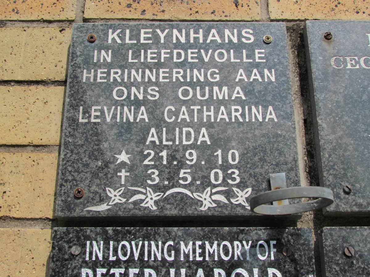 KLEYNHANS Levina Catharina Alida 1910-2003