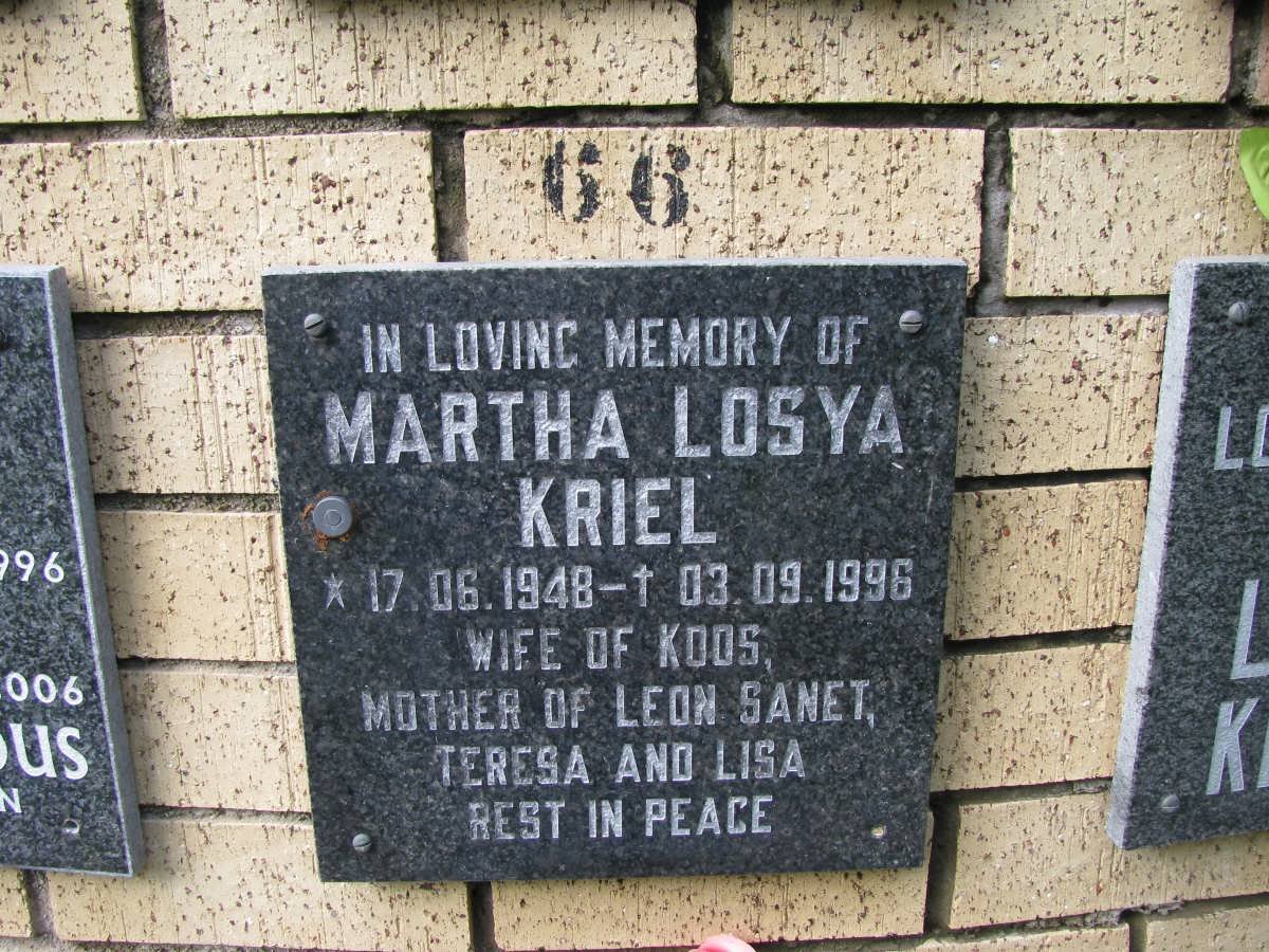 KRIEL Martha Losya 1948-1996