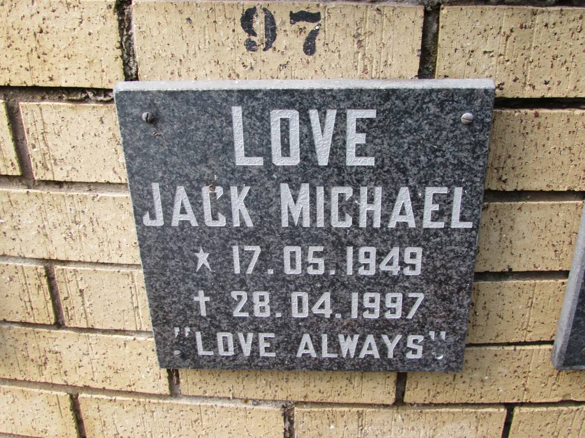 LOVE Jack Michael 1949-1997
