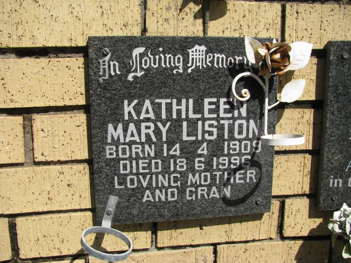 LISTON Kathleen Mary 1909-1996