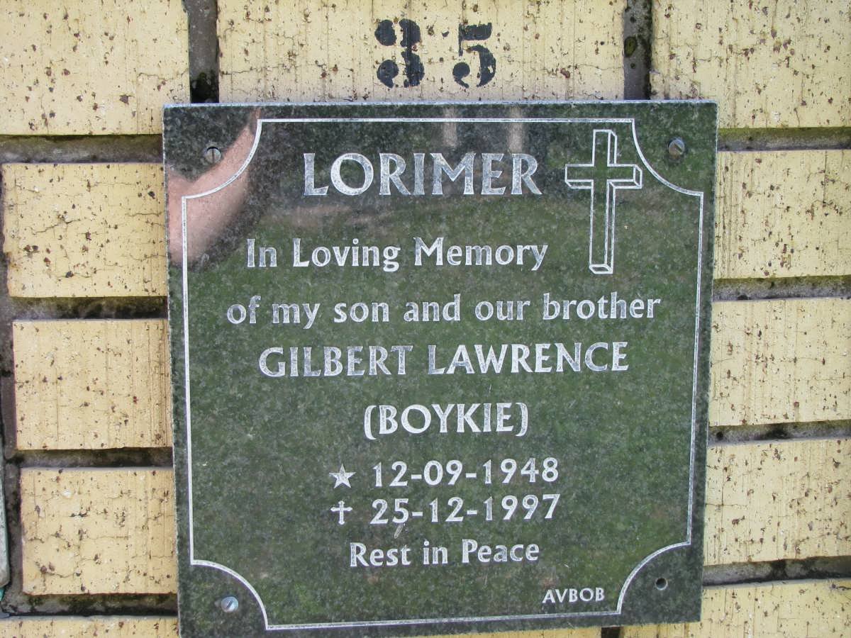 LORIMER Gilbert Lawrence 1948-1997