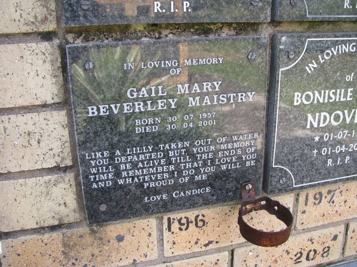 MAISTRY Gail Mary Beverley 1957-2001