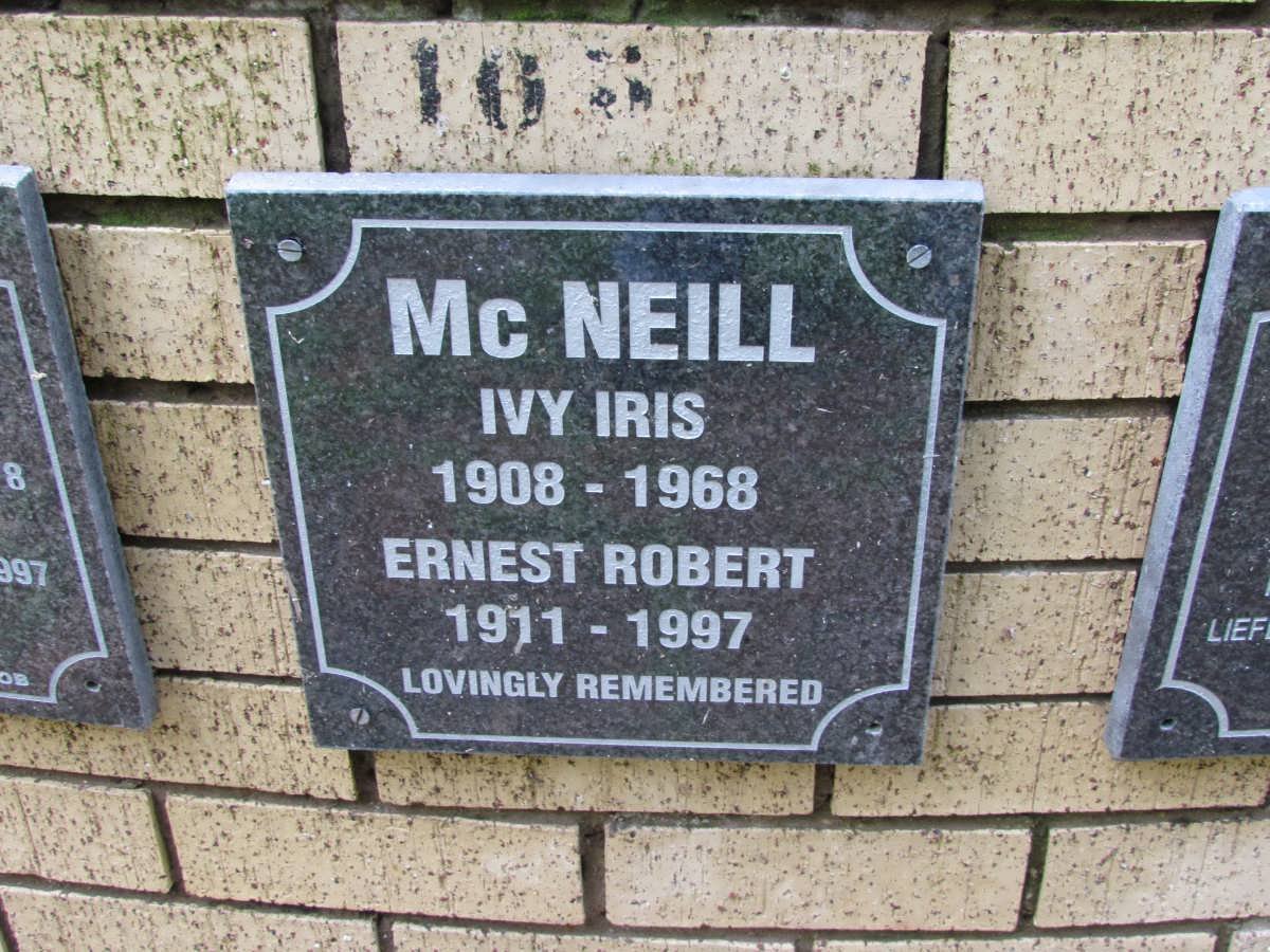 McNEILL Ernest Robert  1911-1997 &amp; Ivy Iris 1908-1968