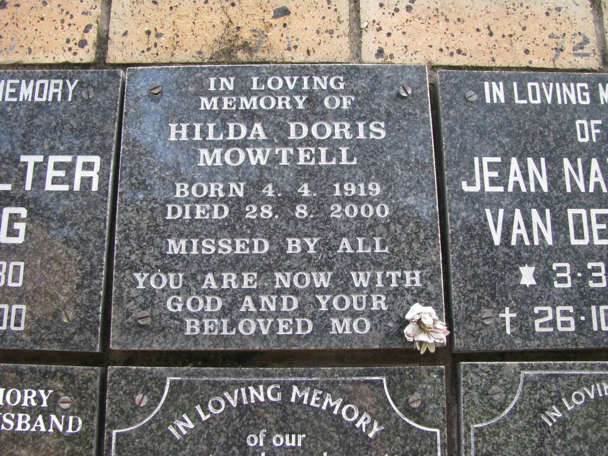 MOWTELL Hilda Doris 1919-2000
