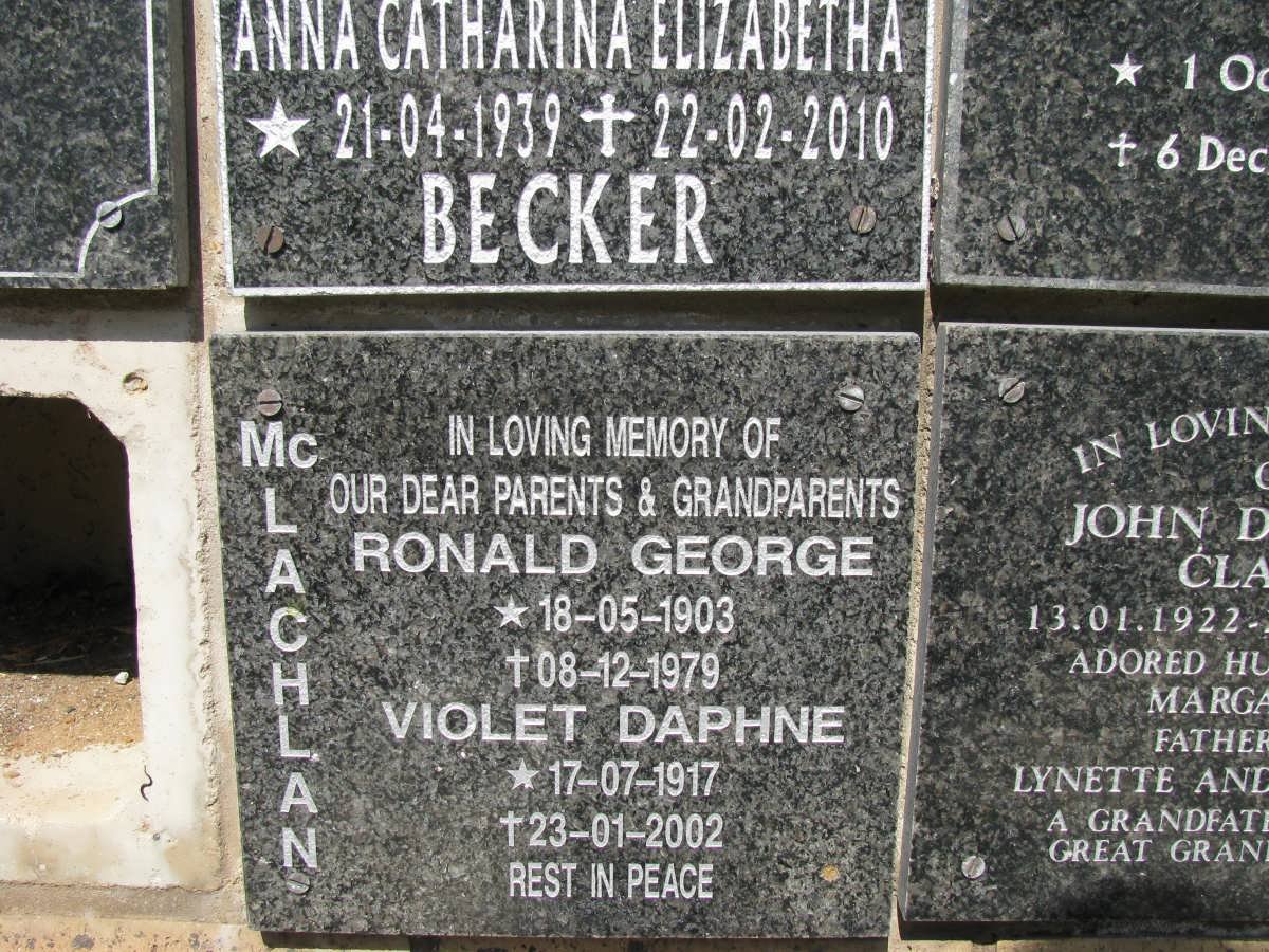 MCLACHLAN Ronald George 1903-1979 &amp; Violet Daphne 1917-2002