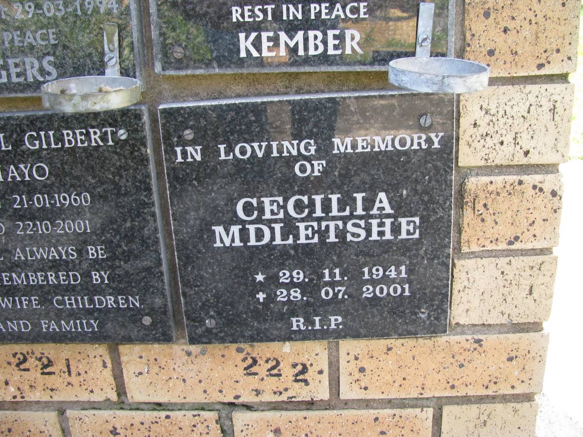 MDLETSHE  Cecilia 1941-2001