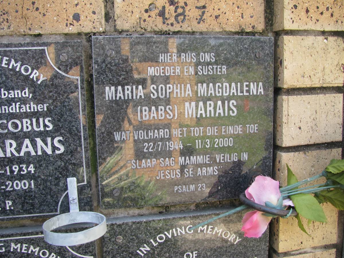 MARAIS Maria Sophia Magdalena 1944-2000