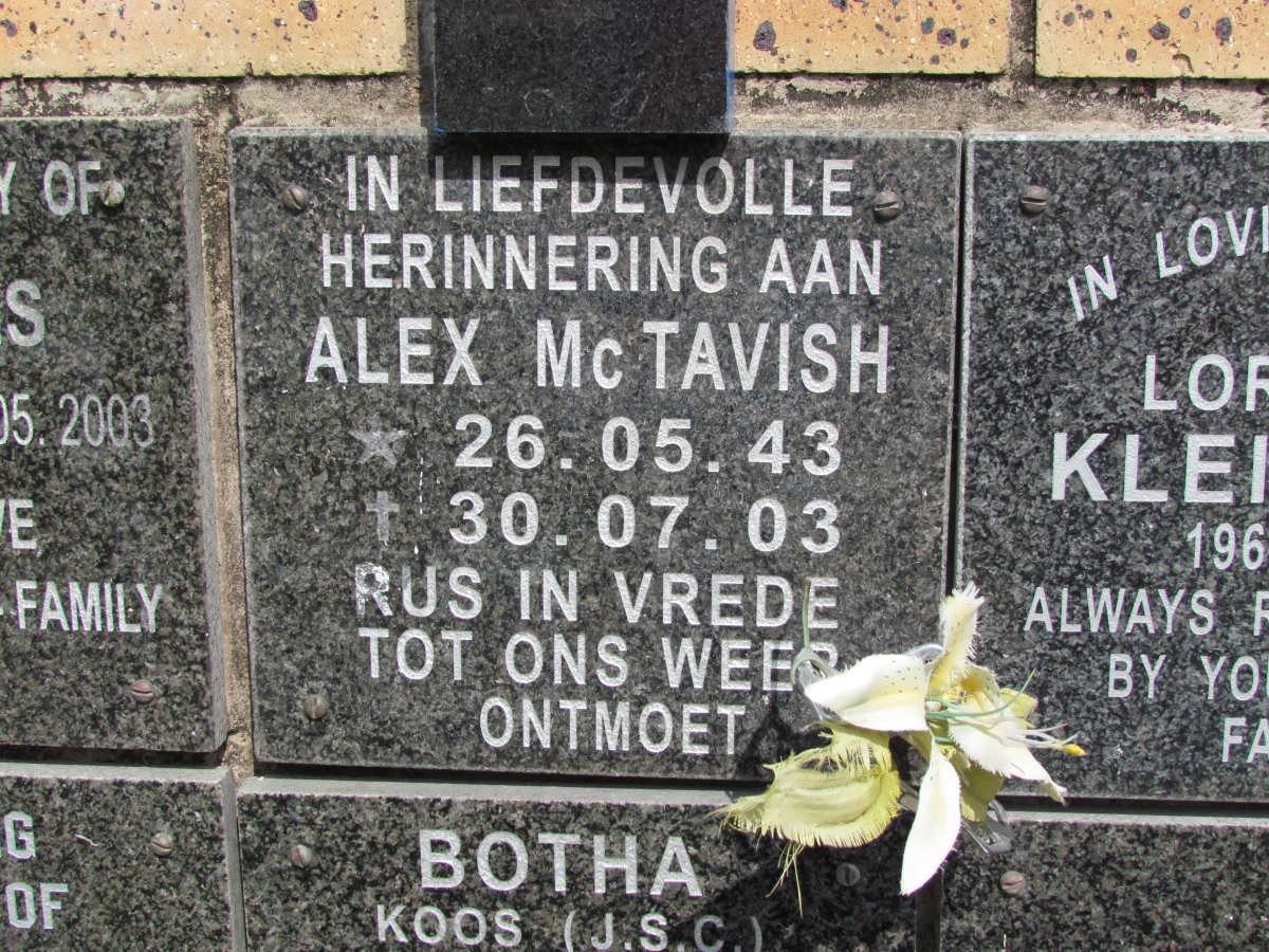 McTAVISH Alex 1943-2003