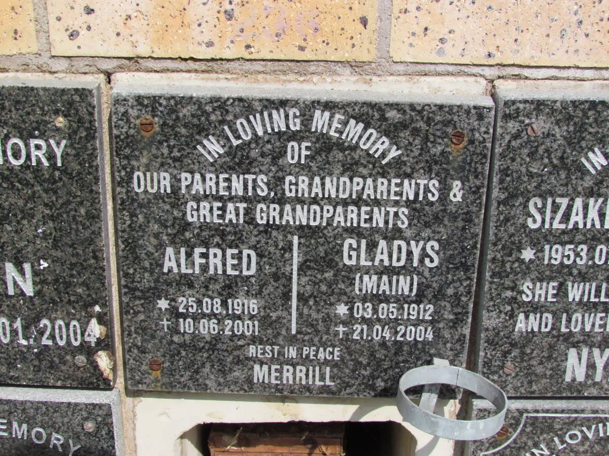 MERRILL Alfred 1916-2001 &amp; Gladys MAIN 1912-2004
