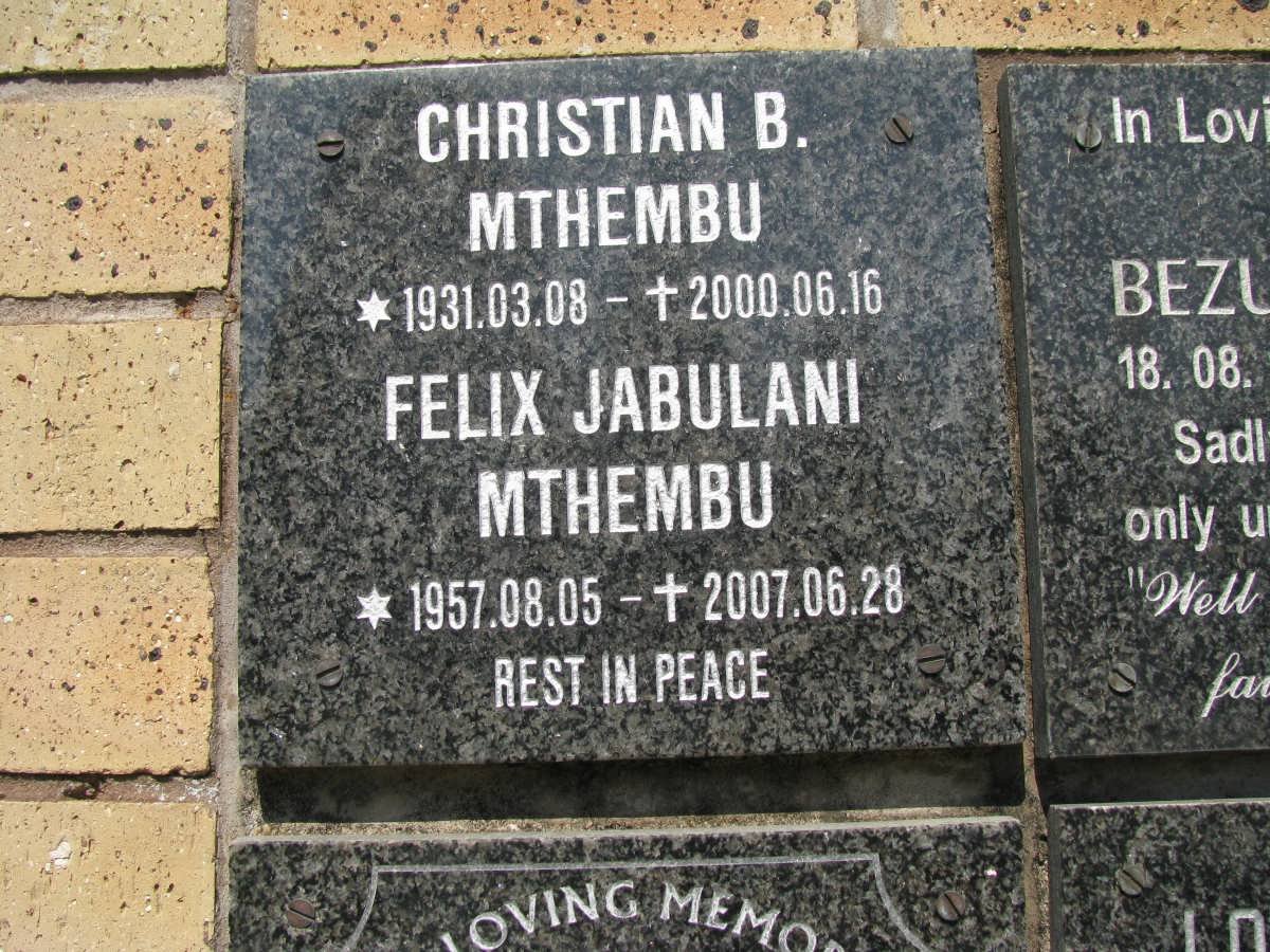 MTHEMBU Christian B. 1931-2000 :: MTHEMBU Felix Jabulani 1957-2007