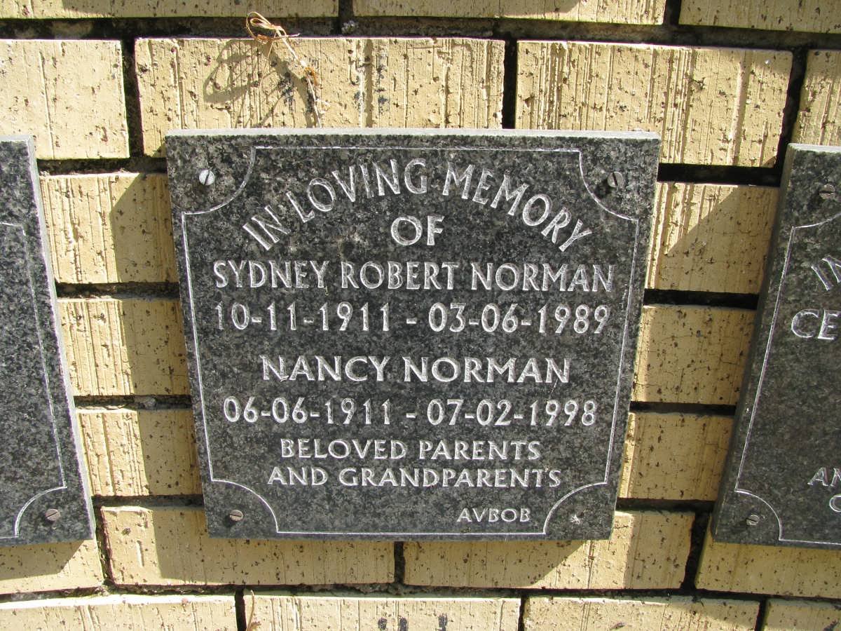 NORMAN Sydney Robert 1911-1989 &amp; Nancy 1911-1998