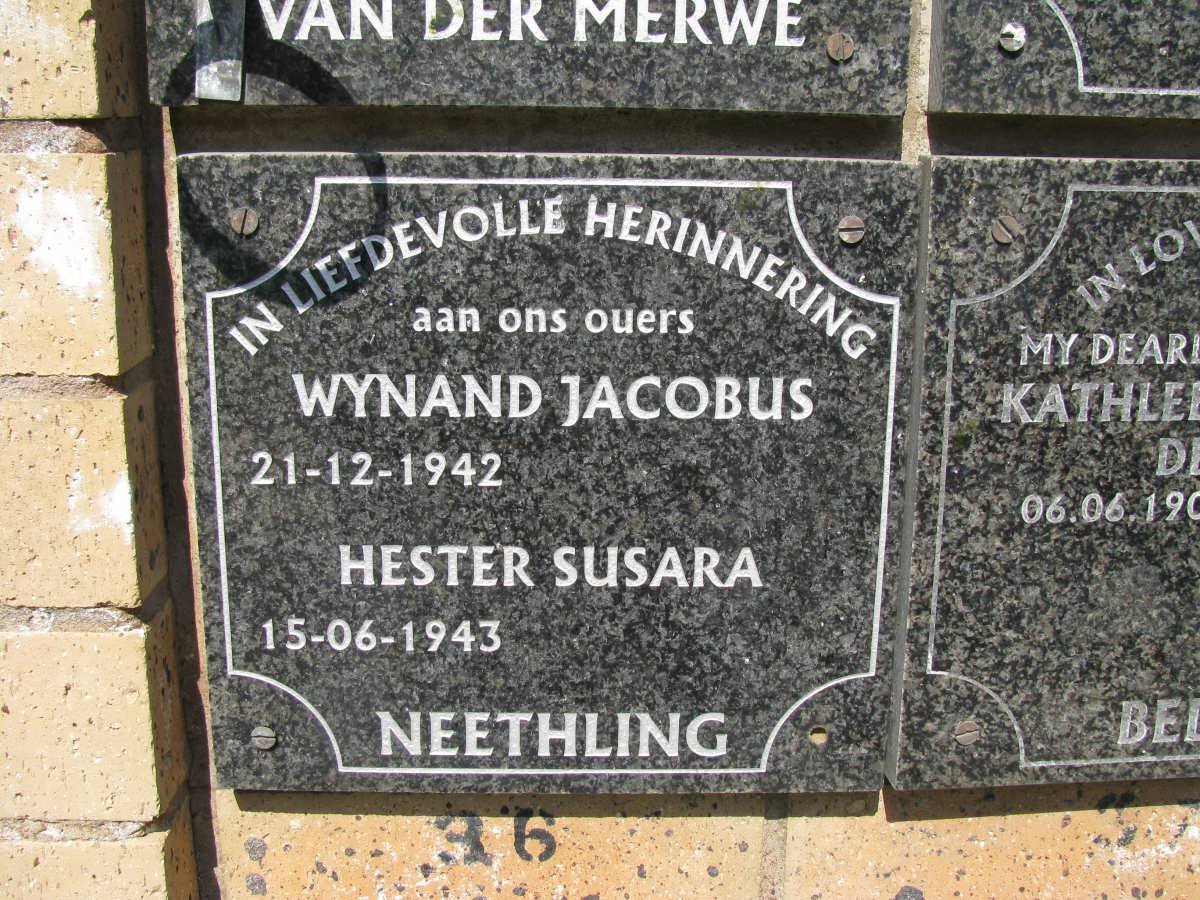 NEETHLING Wynand Jacobus 1942- &amp; Hester Susara 1943-