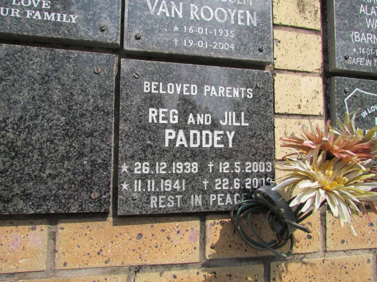 PADDEY Reg 1938-2003 &amp; Jill 1941-2003