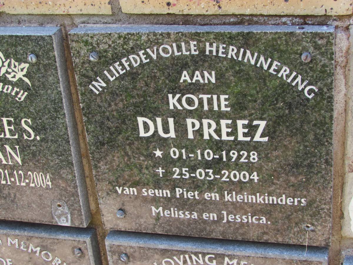 PREEZ Kotie, du 1928-2004