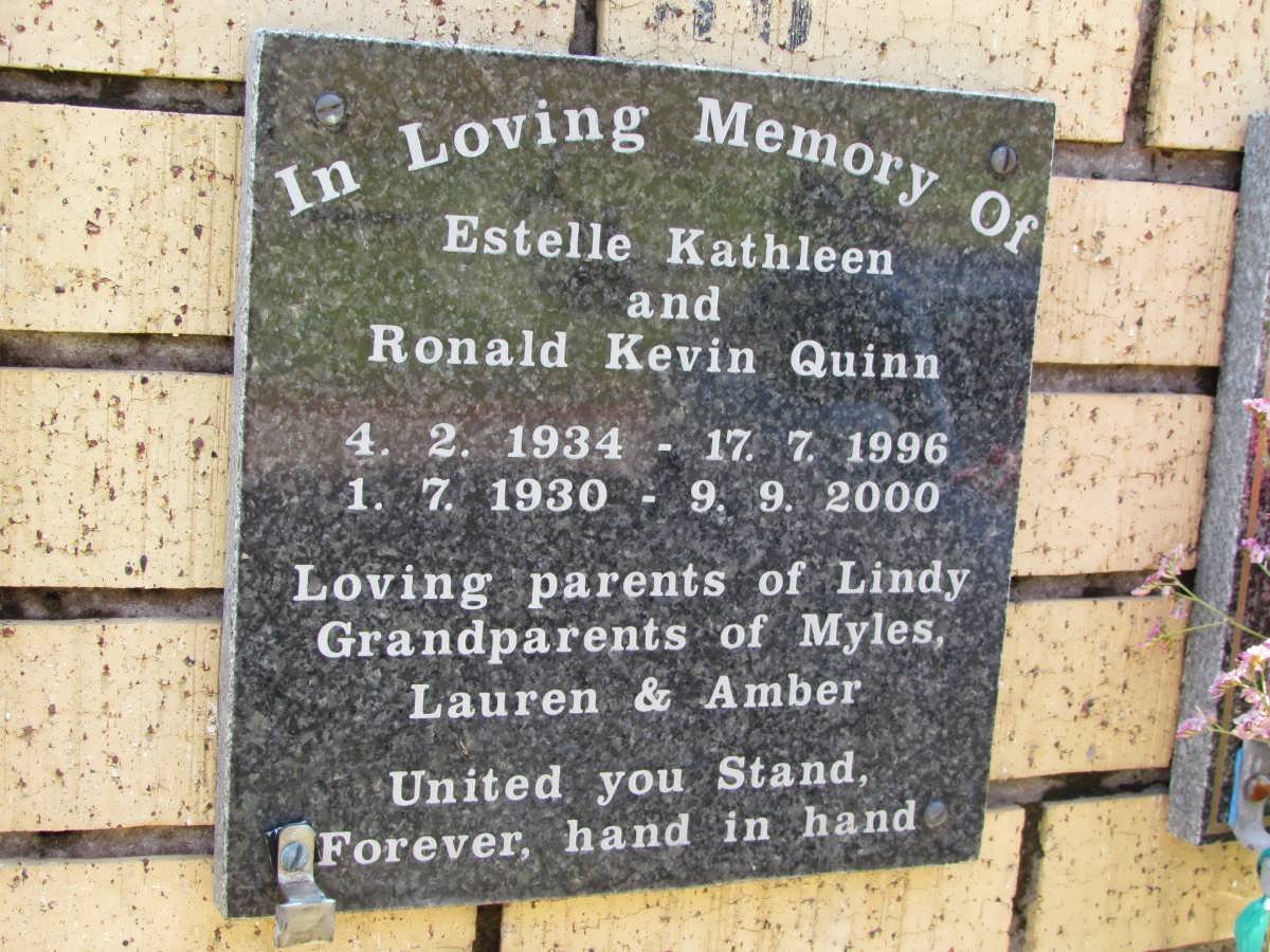 QUINN Ronald Kevin 1930-2000 &amp; Estelle Kathleen 1934-1996