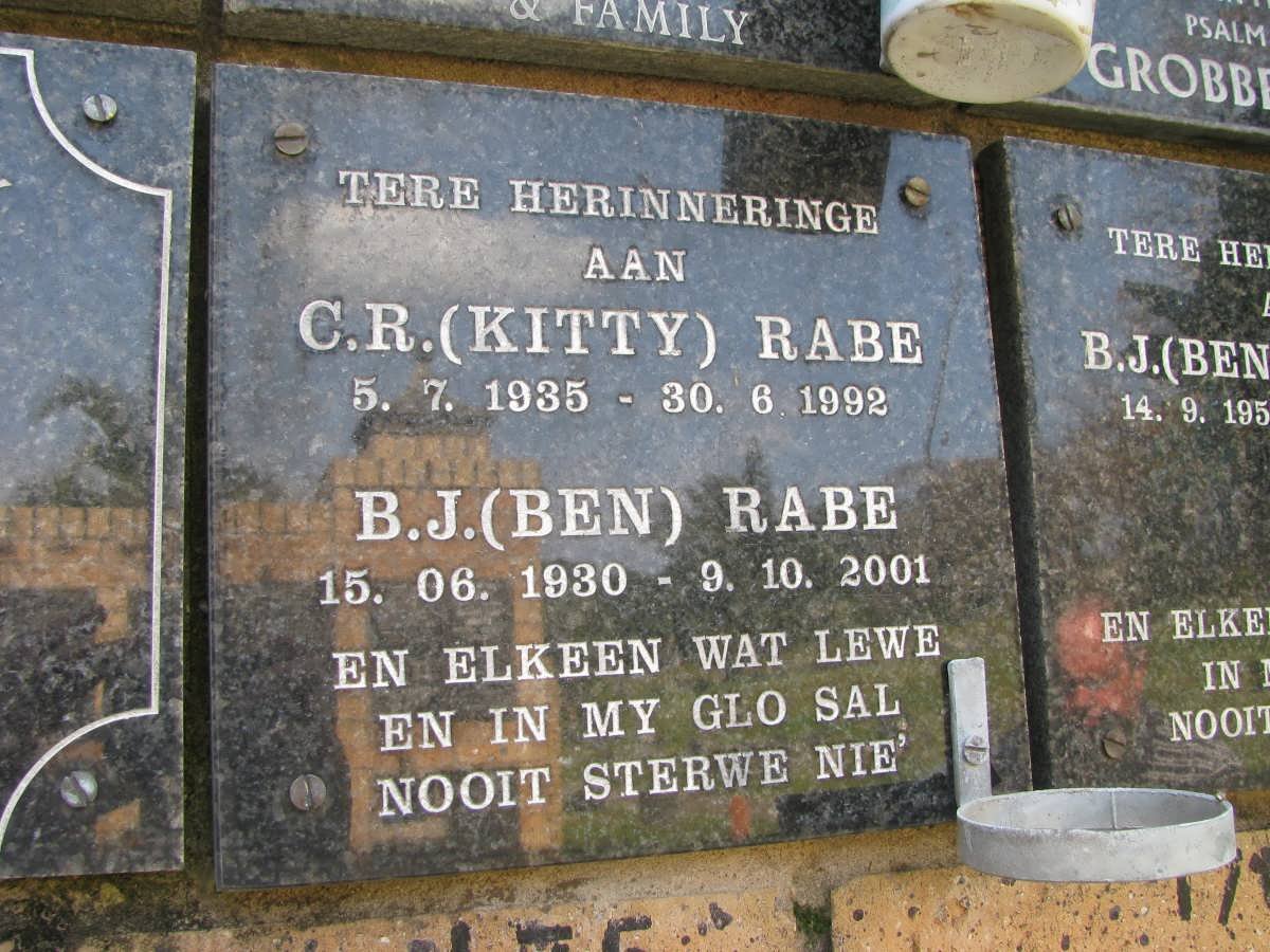 RABE B.J. 1930-2001 &amp; C.R. 1935-1992