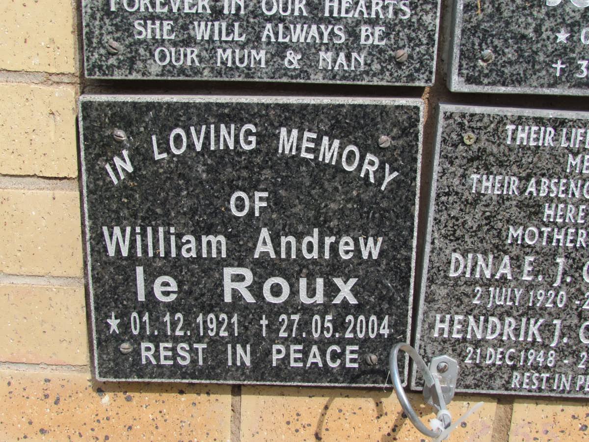 ROUX William Andrew, le 1921-2004