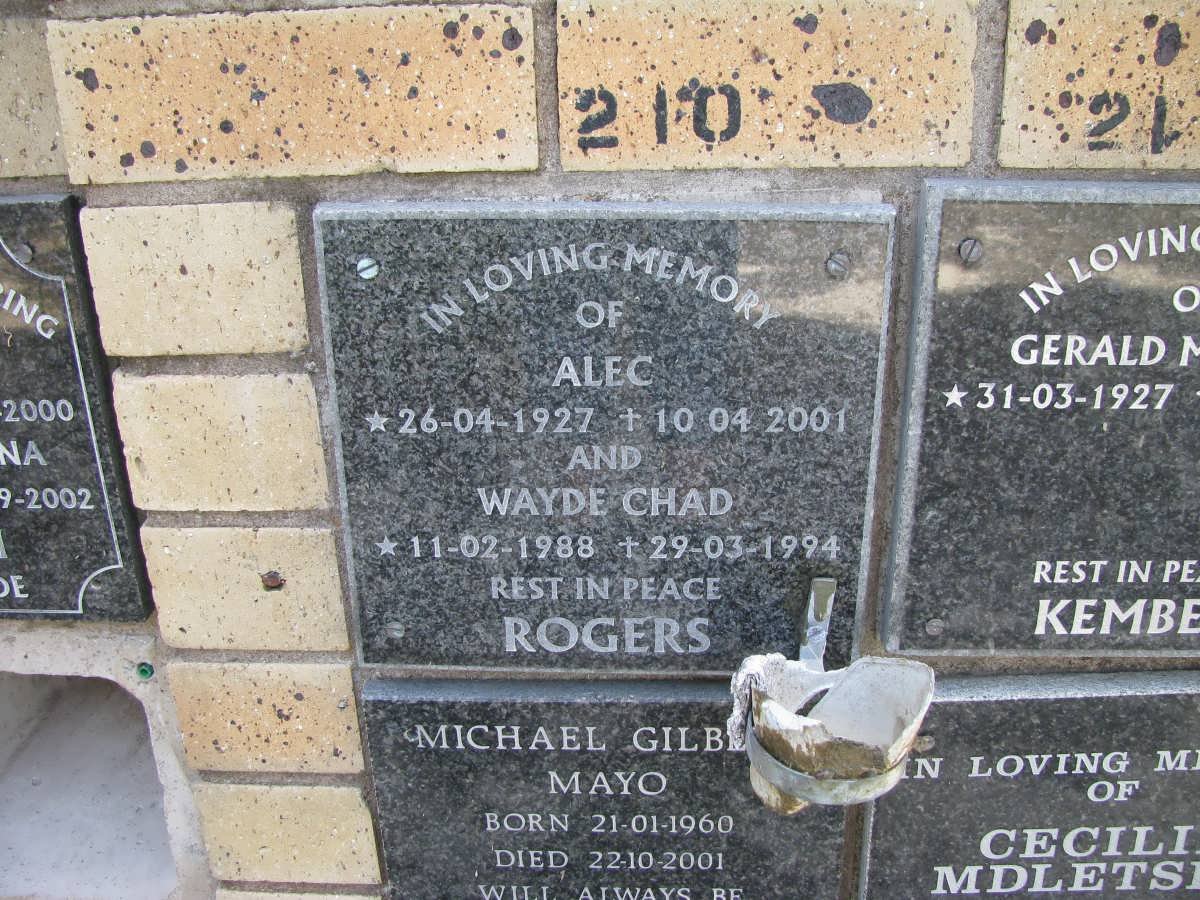 ROGERS Alec 1927-2001 :: ROGERS Wayde Chad 1988-1994