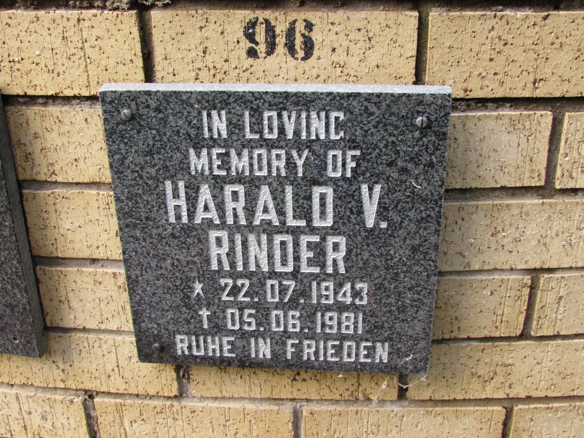 RINDER Harald V. 1943-1981