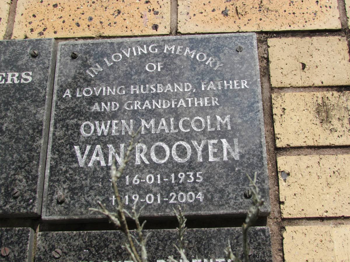 ROOYEN Owen Malcolm, van 1935-2004
