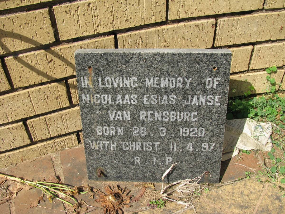 RENSBURG Nicolaas Esias, Janse van 1920-1997