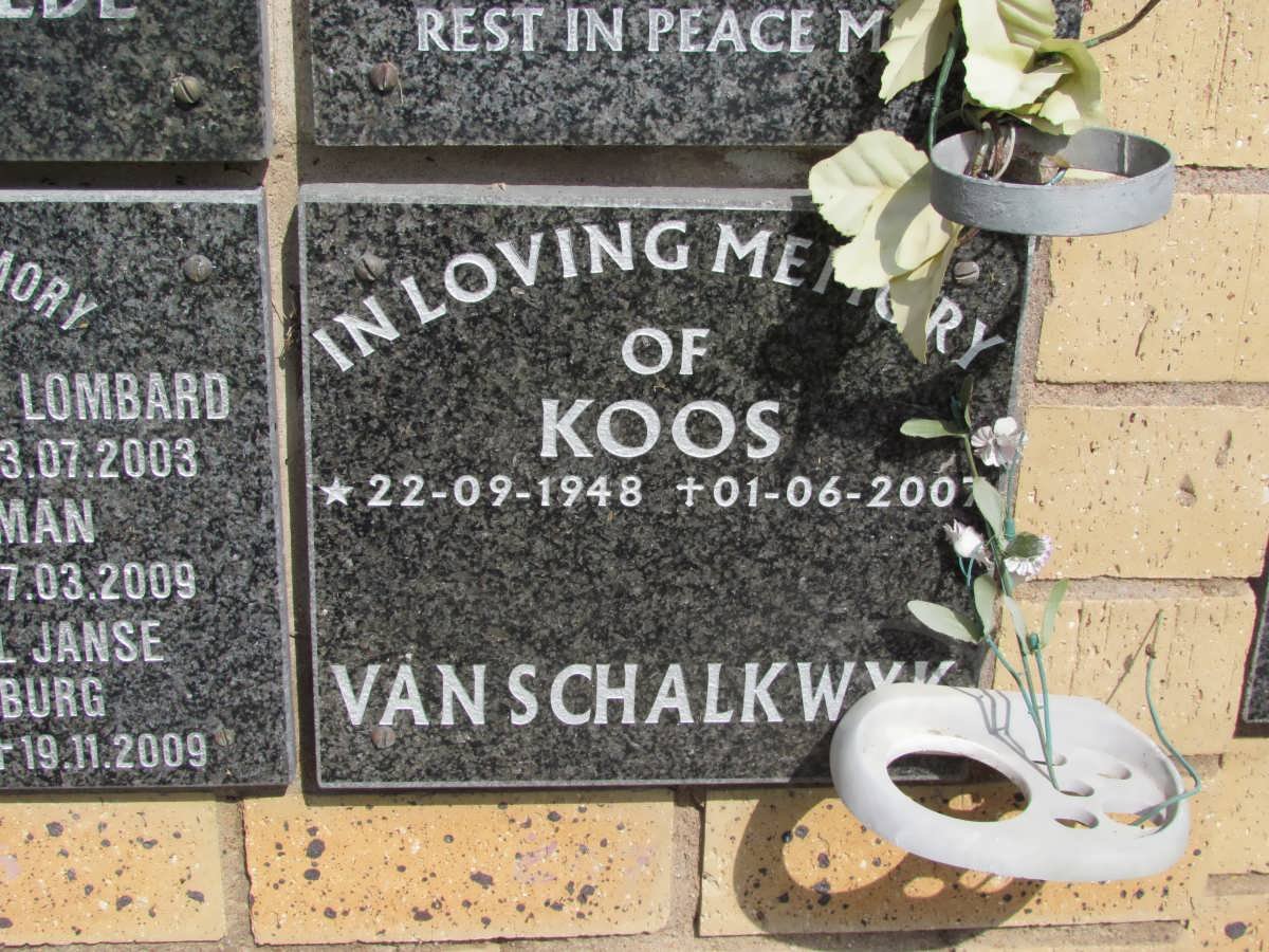 SCHALKWYK Koos, van 1948-2007