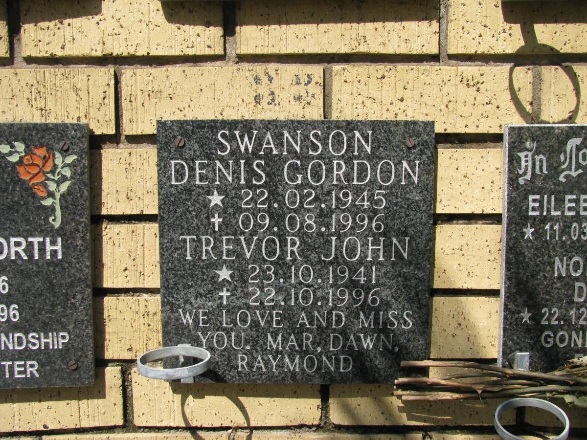 SWANSON Trevor John  1941-1996 :: SWANSON Denis Gordon 1945-1996