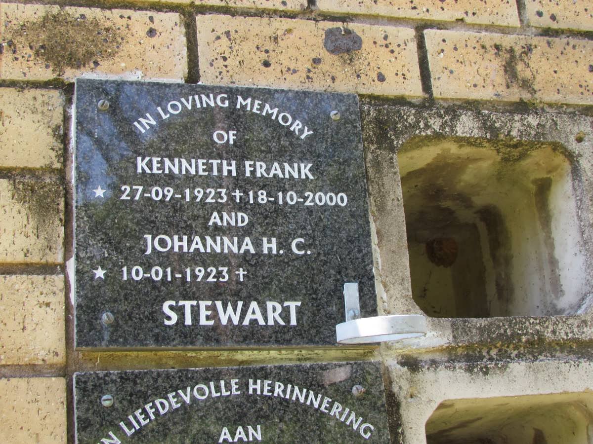 STEWART Kenneth Frank 1923-2000 &amp; Johanna H.C. 1923-