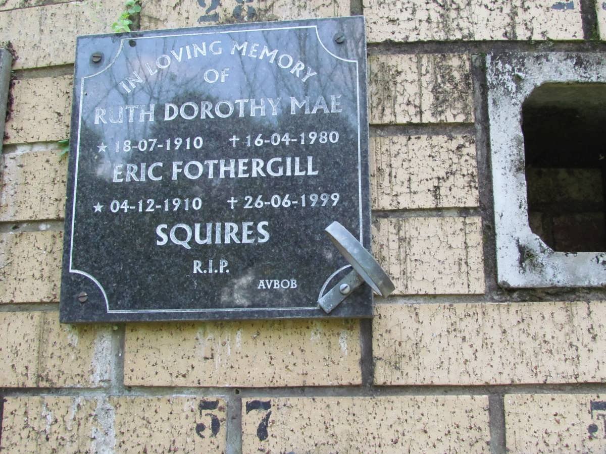 SQUIRES Erci Fothergill 1910-1999 &amp; Ruth Dorothy Mae 1910-1980