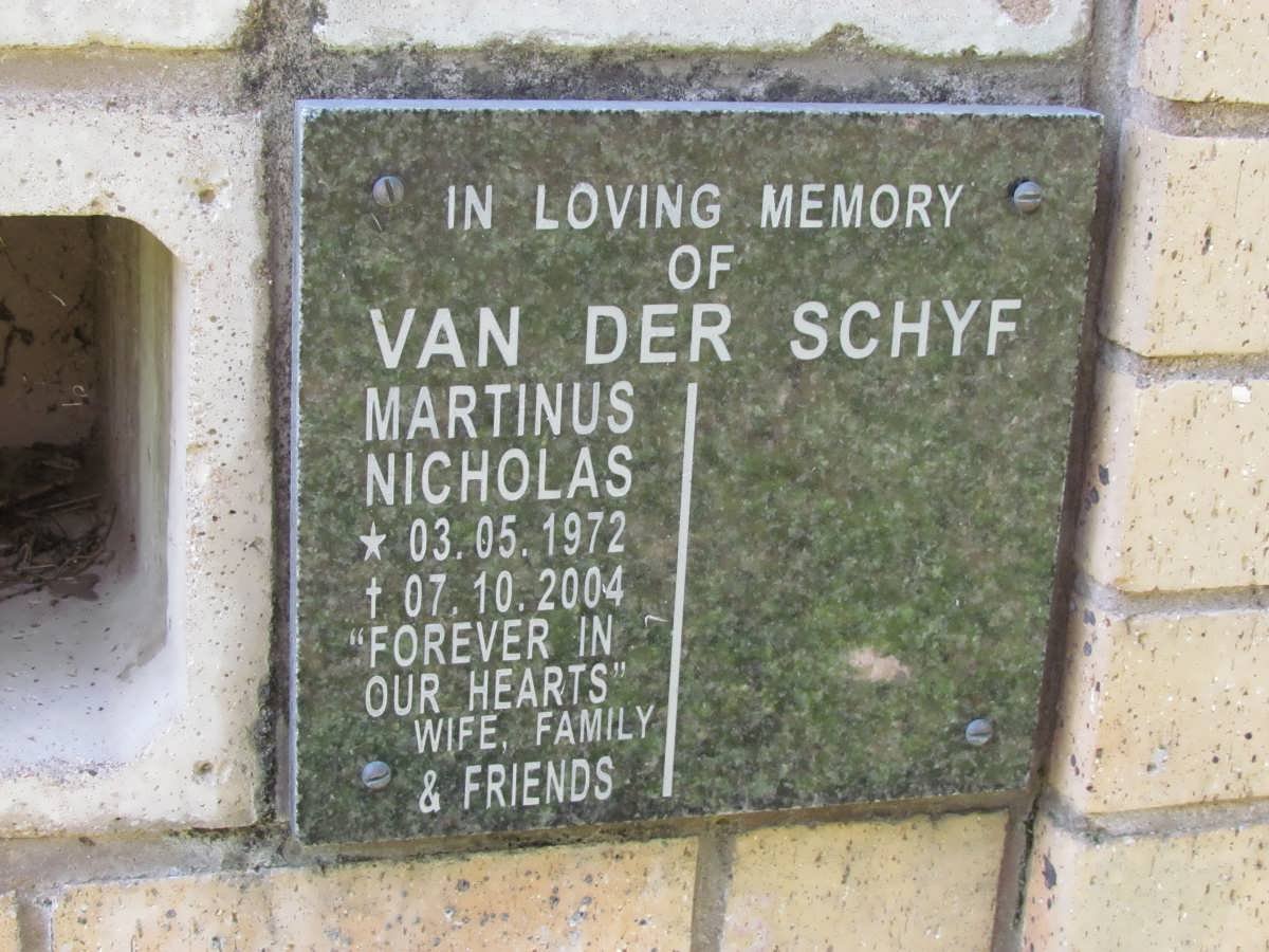 SCHYF Martinus Nicholas, van der 1972-2004