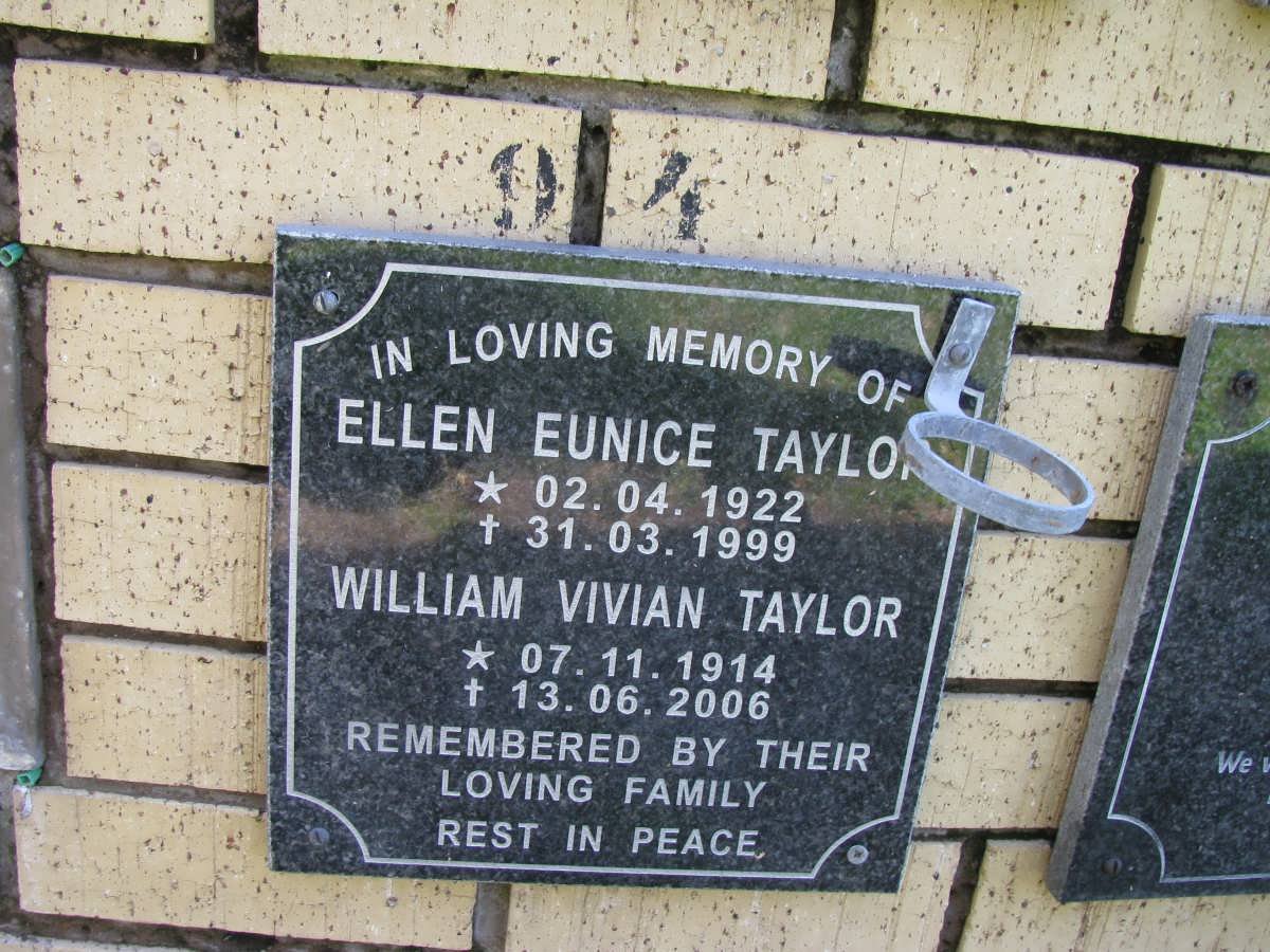 TAYLOR William Vivian 1914-2006 &amp; Ellen Eunice 1922-1999